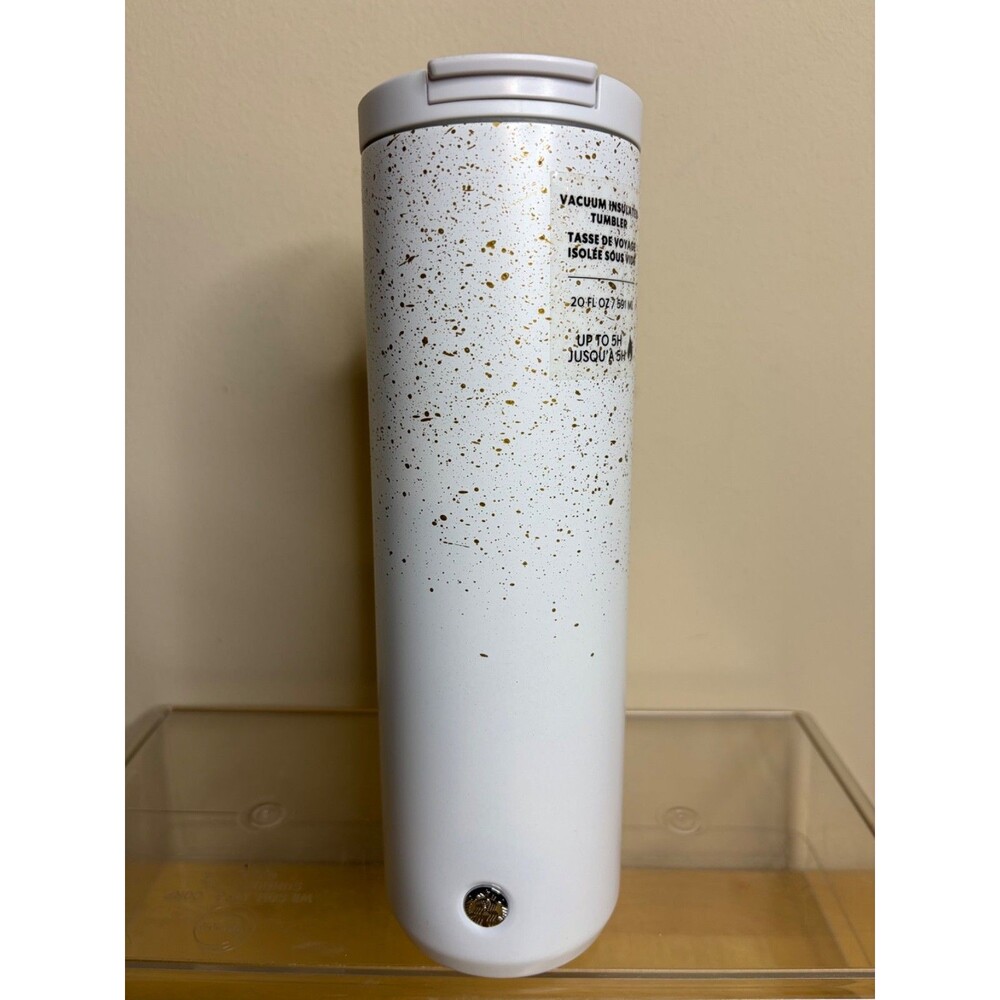Starbucks 2020 Gold Speckled White Stainless Steel Tumbler 20 oz